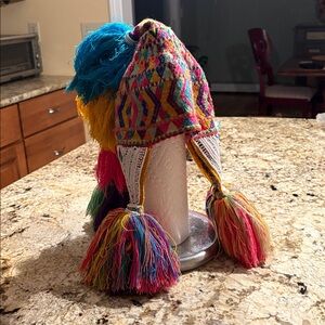 Colorful Knit Hat with Tassels